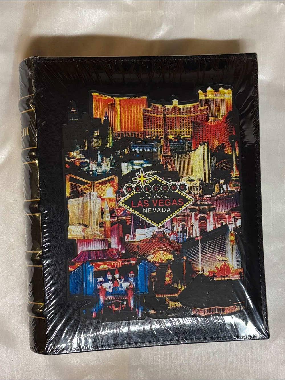 Las Vegas Nightscape Leatherette Photo Art Print - Black